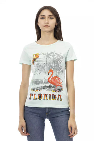 Light Blue Cotton Women T-Shirt Trussardi Action