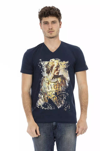 Blue Cotton Men T-Shirt Trussardi Action