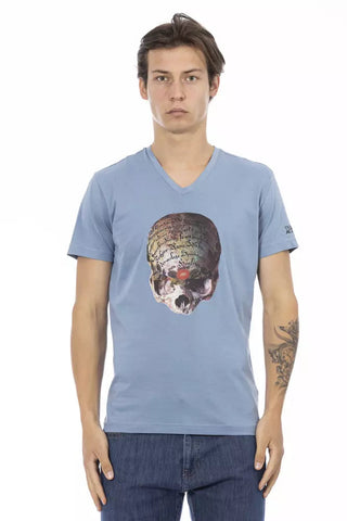 Light Blue Cotton Men T-Shirt Trussardi Action