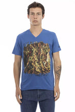 Blue Cotton Men T-Shirt Trussardi Action