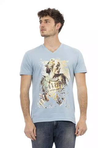 Light Blue Cotton Men T-Shirt Trussardi Action