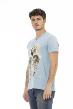 Light Blue Cotton Men T-Shirt Trussardi Action