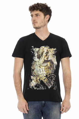 Black Cotton Men T-Shirt Trussardi Action