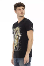 Black Cotton Men T-Shirt Trussardi Action