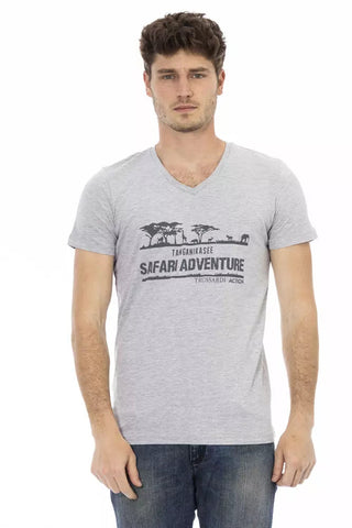Gray Cotton Men T-Shirt Trussardi Action