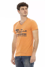 Orange Cotton Men V-Neck T-Shirt Trussardi Action