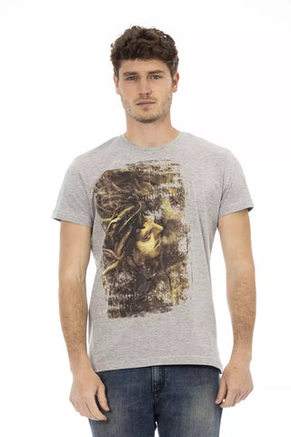 Gray Cotton Men T-Shirt Trussardi Action