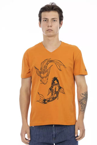 Orange Cotton Men T-Shirt Trussardi Action