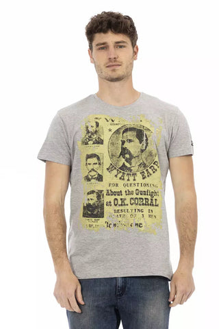 Gray Cotton Men T-Shirt Trussardi Action
