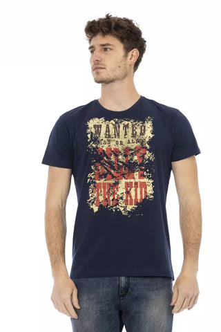 Blue Cotton Men T-Shirt Trussardi Action