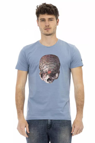 Light Blue Cotton Men T-Shirt Trussardi Action