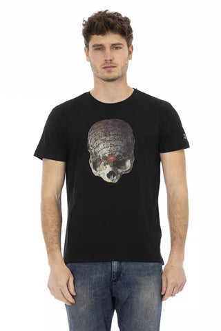 Black Cotton Men T-Shirt Trussardi Action