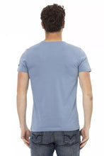Light Blue Cotton Men T-Shirt Trussardi Action