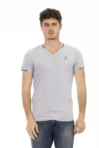 Gray Cotton Men T-Shirt Trussardi Action