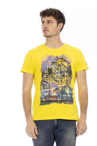 Yellow Cotton Men T-Shirt Trussardi Action