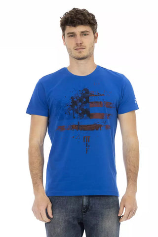 Blue Cotton Men T-Shirt Trussardi Action