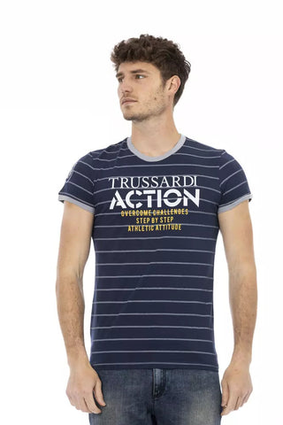 Blue Cotton Men T-Shirt Trussardi Action