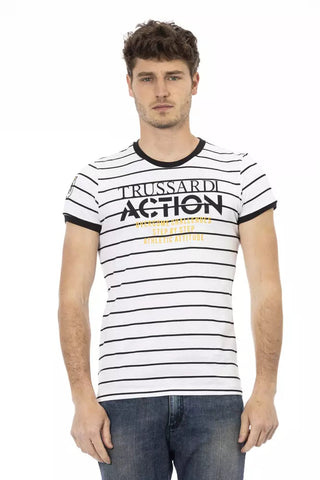 White Cotton Men T-Shirt Trussardi Action