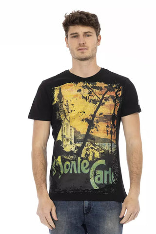 Black Cotton Men T-Shirt Trussardi Action