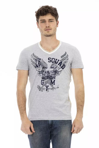 Gray Cotton Men T-Shirt Trussardi Action
