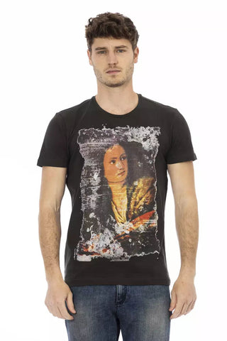Black Cotton Men T-Shirt Trussardi Action