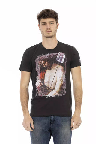 Black Cotton Men T-Shirt Trussardi Action