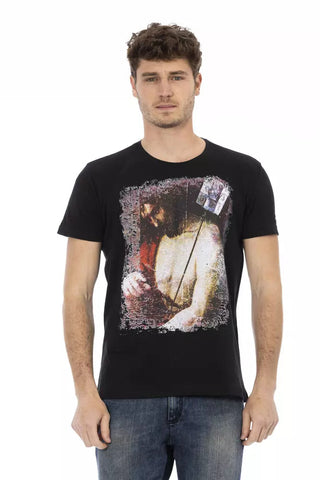 Black Cotton Men T-Shirt Trussardi Action