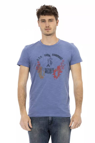 Blue Cotton Men T-Shirt Trussardi Action