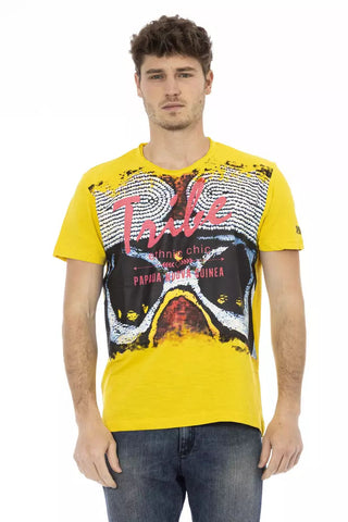 Yellow Cotton Men T-Shirt Trussardi Action