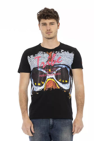 Black Cotton Men T-Shirt Trussardi Action