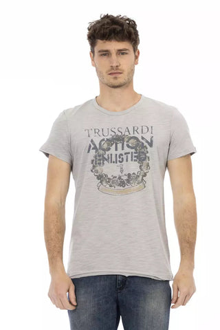 Gray Cotton Men T-Shirt Trussardi Action