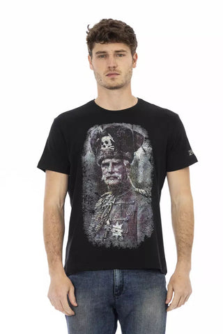 Black Cotton Men T-Shirt Trussardi Action