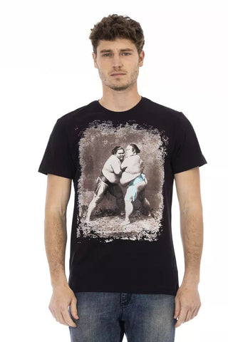 Black Cotton Men T-Shirt Trussardi Action