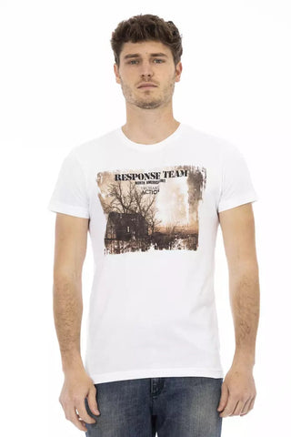 White Cotton Men T-Shirt Trussardi Action