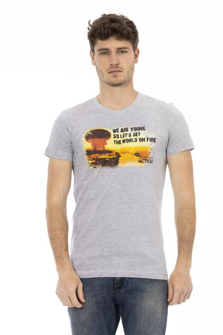 Gray Cotton Men T-Shirt Trussardi Action