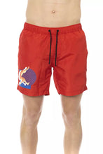 Red Polyester Men Swim Short Bikkembergs