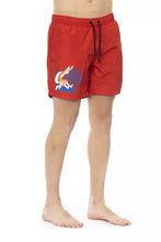 Red Polyester Men Swim Short Bikkembergs