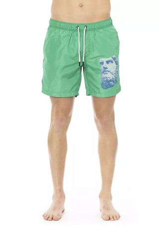 Green Polyester Men Swim Short Bikkembergs