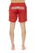 Red Polyester Men Swim Short Bikkembergs
