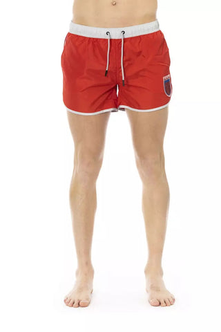 Red Polyester Men Swim Short Bikkembergs