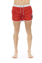 Red Polyester Men Swim Short Bikkembergs