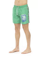 Green Polyester Men Swim Short Bikkembergs