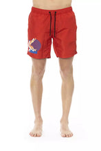 Red Polyester Men Swim Short Bikkembergs
