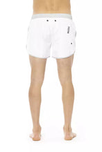 White Polyester Men Swim Short Bikkembergs