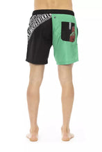 Green Polyester Men Swim Shorts Bikkembergs