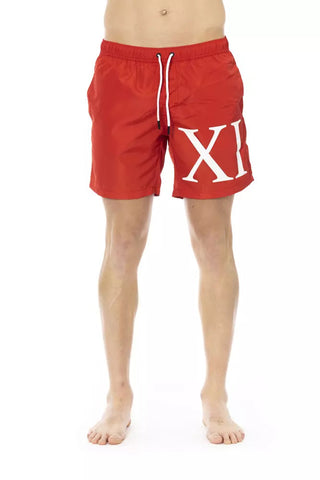 Red Polyester Men's Swim Short Bikkembergs