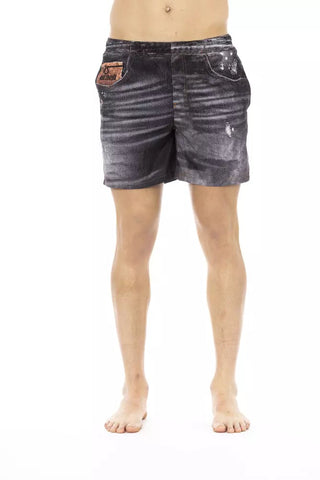 Black Polyester Men Swim Short Just Cavalli