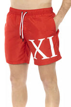 Red Polyester Men's Swim Short Bikkembergs