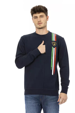 Blue Cotton Men Sweater with Chest Pocket Automobili Lamborghini