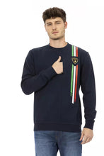 Blue Cotton Men Sweater with Chest Pocket Automobili Lamborghini